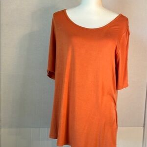 Westbound Scoop Neck Gold Ring Cutout Sleeve Pumpkin Orange Top Sz L